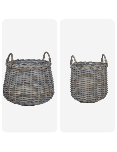 Cestino per piante con archiviazione 2 pcs Grigio Rattan Lacak