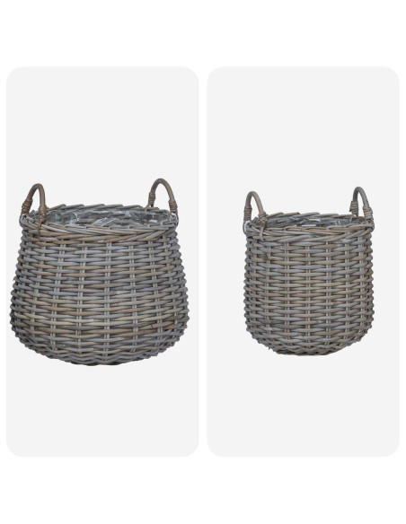 Cestino per piante con archiviazione 2 pcs Grigio Rattan Lacak