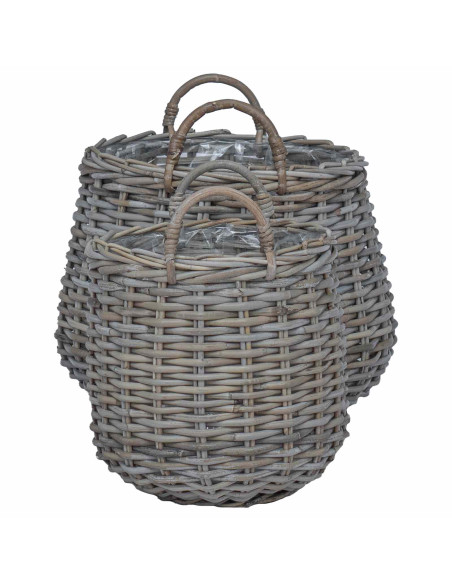 Cestino per piante con archiviazione 2 pcs Grigio Rattan Lacak