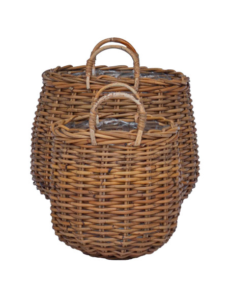Cestino per piante con archiviazione 2 pcs Marrone Rattan Lacak