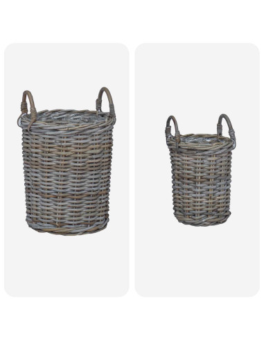 Cesto per Piante con archiviazione 2 pcs Grigio Rattan Kubu