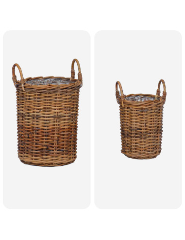 Cesto per Piante con archiviazione 2 pcs Marrone Rattan Kubu