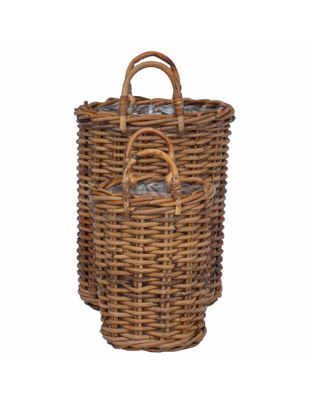 Cesto per Piante con archiviazione 2 pcs Marrone Rattan Kubu