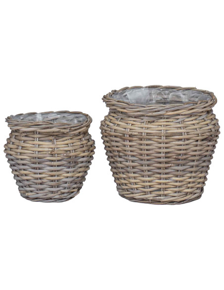 Cesto per Piante con archiviazione 2 pcs Grigio Rattan Lacak