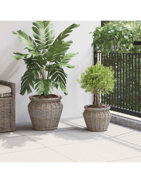 Cesto per Piante con archiviazione 2 pcs Grigio Rattan Lacak