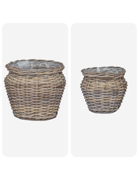 Cesto per Piante con archiviazione 2 pcs Grigio Rattan Lacak