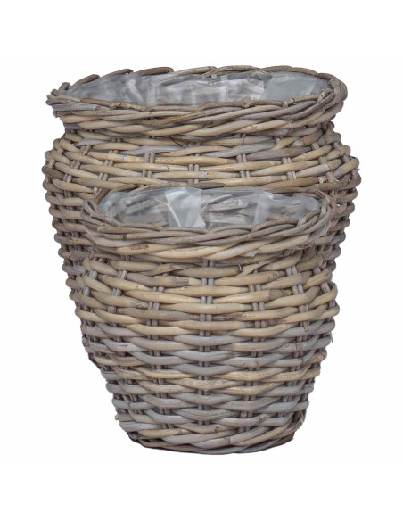 Cesto per Piante con archiviazione 2 pcs Grigio Rattan Lacak