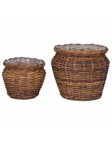 Cesto per Piante con archiviazione 2 pcs Marrone Rattan Lacak