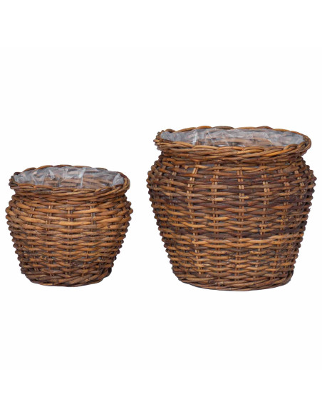Cesto per Piante con archiviazione 2 pcs Marrone Rattan Lacak