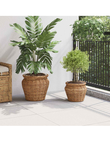 Cesto per Piante con archiviazione 2 pcs Marrone Rattan Lacak