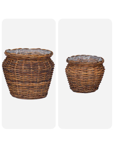 Cesto per Piante con archiviazione 2 pcs Marrone Rattan Lacak