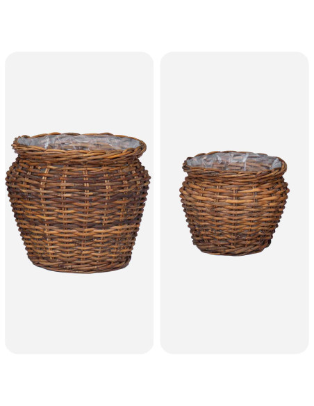 Cesto per Piante con archiviazione 2 pcs Marrone Rattan Lacak