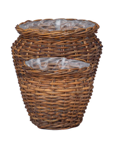 Cesto per Piante con archiviazione 2 pcs Marrone Rattan Lacak