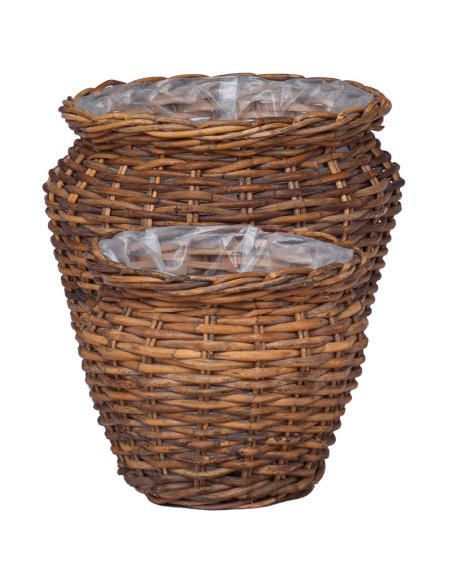 Cesto per Piante con archiviazione 2 pcs Marrone Rattan Lacak