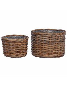 Cestino per Piante con archiviazione 2 pcs Marrone Rattan Kubu 2