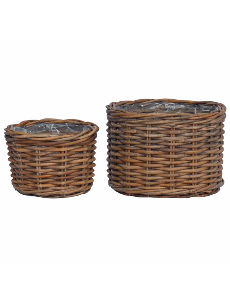 Cestino per Piante con archiviazione 2 pcs Marrone Rattan Kubu
