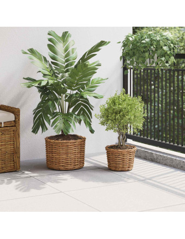 Cestino per Piante con archiviazione 2 pcs Marrone Rattan Kubu