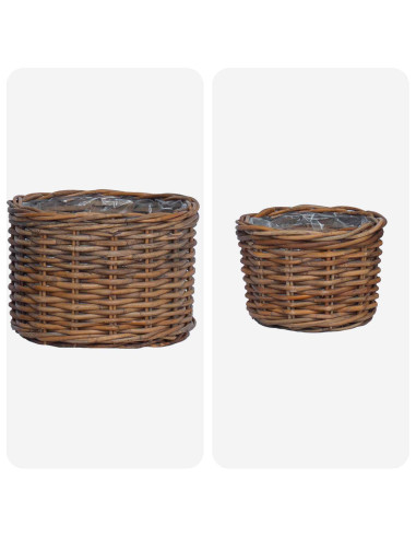 Cestino per Piante con archiviazione 2 pcs Marrone Rattan Kubu