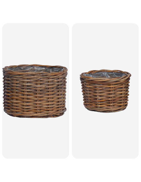 Cestino per Piante con archiviazione 2 pcs Marrone Rattan Kubu