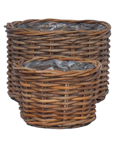 Cestino per Piante con archiviazione 2 pcs Marrone Rattan Kubu