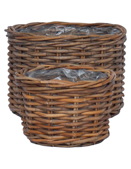 Cestino per Piante con archiviazione 2 pcs Marrone Rattan Kubu