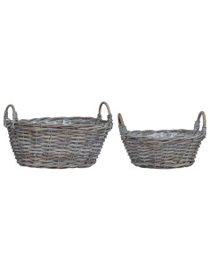 Cesto per Piante con archiviazione 2 pcs Grigio Rattan Lacak 2