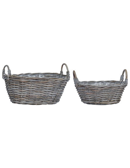 Cesto per Piante con archiviazione 2 pcs Grigio Rattan Lacak