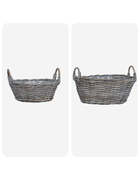 Cesto per Piante con archiviazione 2 pcs Grigio Rattan Lacak