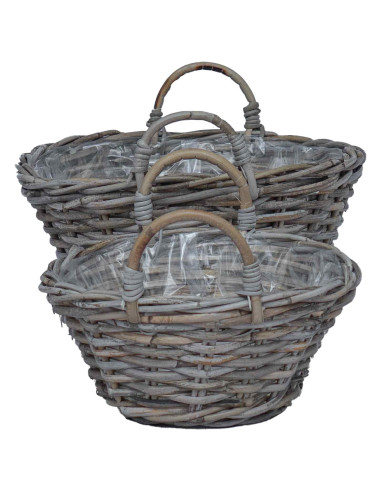Cesto per Piante con archiviazione 2 pcs Grigio Rattan Lacak
