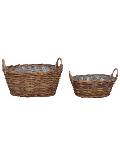 Cesto per Piante con archiviazione 2 pcs Marrone Rattan Lacak 2