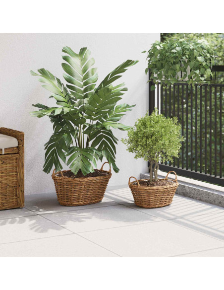 Cesto per Piante con archiviazione 2 pcs Marrone Rattan Lacak
