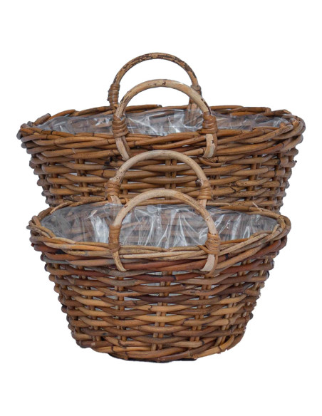 Cesto per Piante con archiviazione 2 pcs Marrone Rattan Lacak