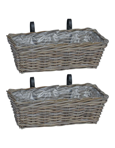 Cestino Appendibile per Piante 2 pcs Grigio 48 x 22 x 15 cm
