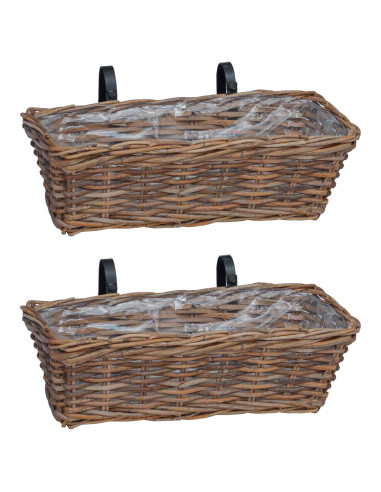 Cestino Appendibile per Piante 2 pcs Marrone 48 x 22 x 15 cm