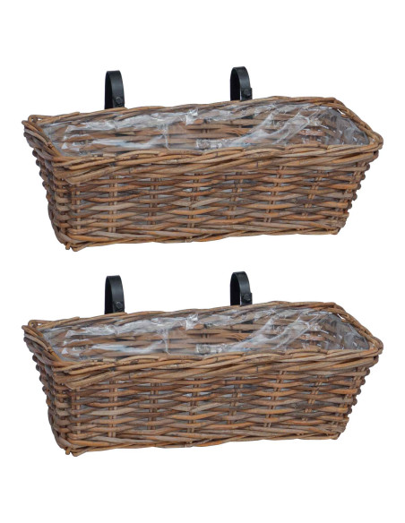 Cestino Appendibile per Piante 2 pcs Marrone 48 x 22 x 15 cm