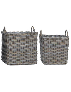 Cestino per Piante con archiviazione 2 pcs Grigio Rattan Lacak 2