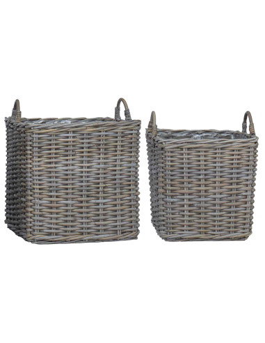 Cestino per Piante con archiviazione 2 pcs Grigio Rattan Lacak