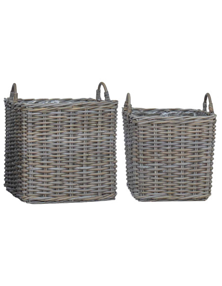 Cestino per Piante con archiviazione 2 pcs Grigio Rattan Lacak