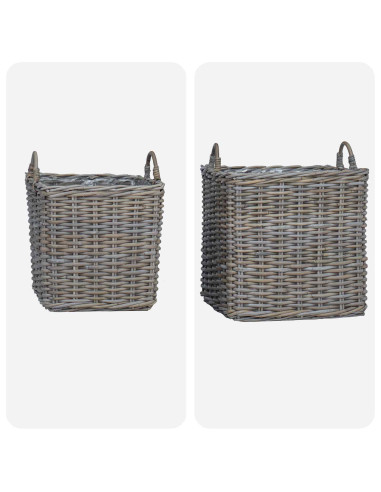 Cestino per Piante con archiviazione 2 pcs Grigio Rattan Lacak