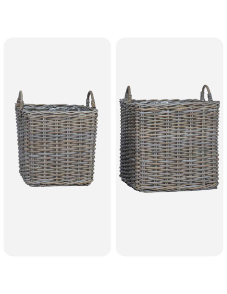 Cestino per Piante con archiviazione 2 pcs Grigio Rattan Lacak