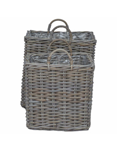 Cestino per Piante con archiviazione 2 pcs Grigio Rattan Lacak