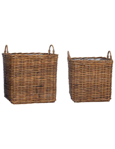 Cestino per Piante con archiviazione 2 pcs Marrone Rattan Lacak