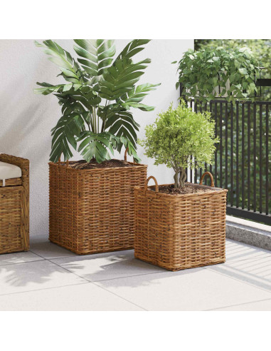 Cestino per Piante con archiviazione 2 pcs Marrone Rattan Lacak