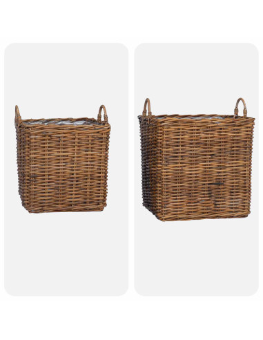 Cestino per Piante con archiviazione 2 pcs Marrone Rattan Lacak