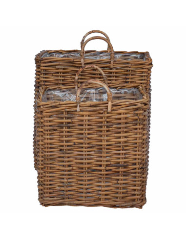 Cestino per Piante con archiviazione 2 pcs Marrone Rattan Lacak