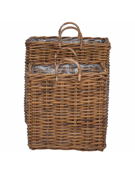 Cestino per Piante con archiviazione 2 pcs Marrone Rattan Lacak
