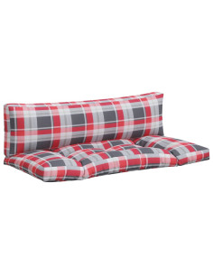 Cuscini per Pallet 2 pz Rossi a Quadri in Tessuto 2