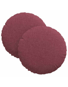 Cuscini per Seduta 2 pcs Rosso Vino Ø30 x 13 cm Tessuto 2