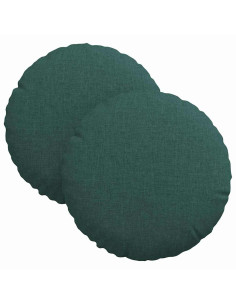 Cuscini per Seduta 2 pcs Verde Scuro Ø30 x 13 cm Tessuto 2