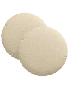 Cuscini per Seduta 2 pcs Crema Ø30 x 13 cm Tessuto 2